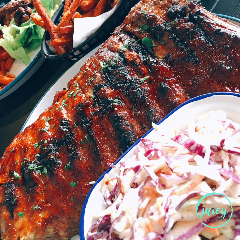 Burger Point's BBQ ribs served with side of coleslaw