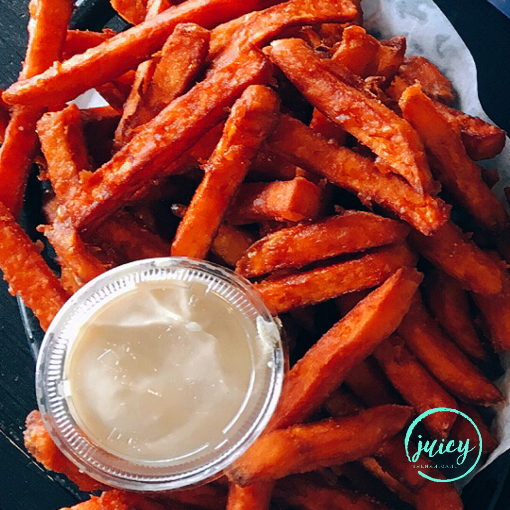 Burger Point's sweet potato fries with aioli dipping sauce